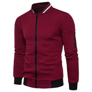 Men's White Quilted Zipper Jacket with Contrast Trim