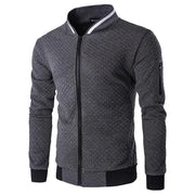 Men's White Quilted Zipper Jacket with Contrast Trim