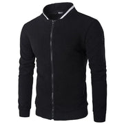 Men's White Quilted Zipper Jacket with Contrast Trim