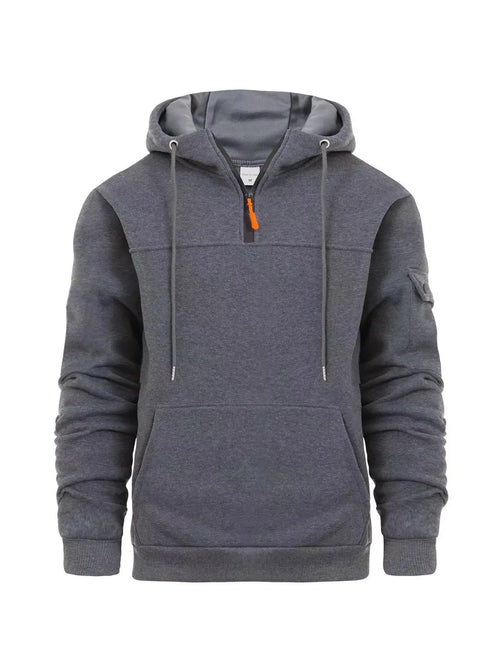 Men Grey Zip Hoodie Sports Casual Autumn