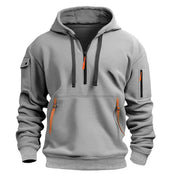 Men Black Hoodie with Neon Zip Pockets Winter