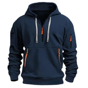 Men Black Hoodie with Neon Zip Pockets Winter