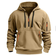 Men Black Hoodie with Neon Zip Pockets Winter