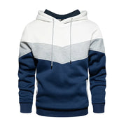 Men Color-Blocked Hoodie Navy Gray White Autumn