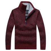 Men Gray Fleece Lined Zipper Sweater