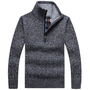 Men Gray Fleece Lined Zipper Sweater
