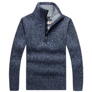 Men Gray Fleece Lined Zipper Sweater