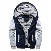 Men's Hooded Fleece Jacket Navy Gray Winter Warm