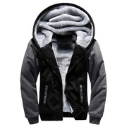 Men's Hooded Fleece Jacket Navy Gray Winter Warm