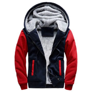 Men's Hooded Fleece Jacket Navy Gray Winter Warm