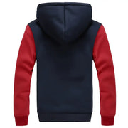 Men's Hooded Fleece Jacket Navy Gray Winter Warm