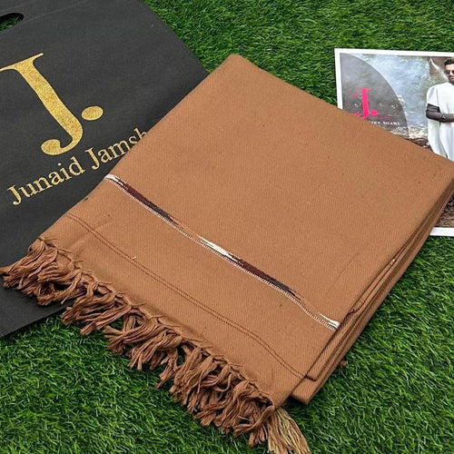 Brown Wool Embroidered Shawl for Men, 3 Yard, Warm & Elegant