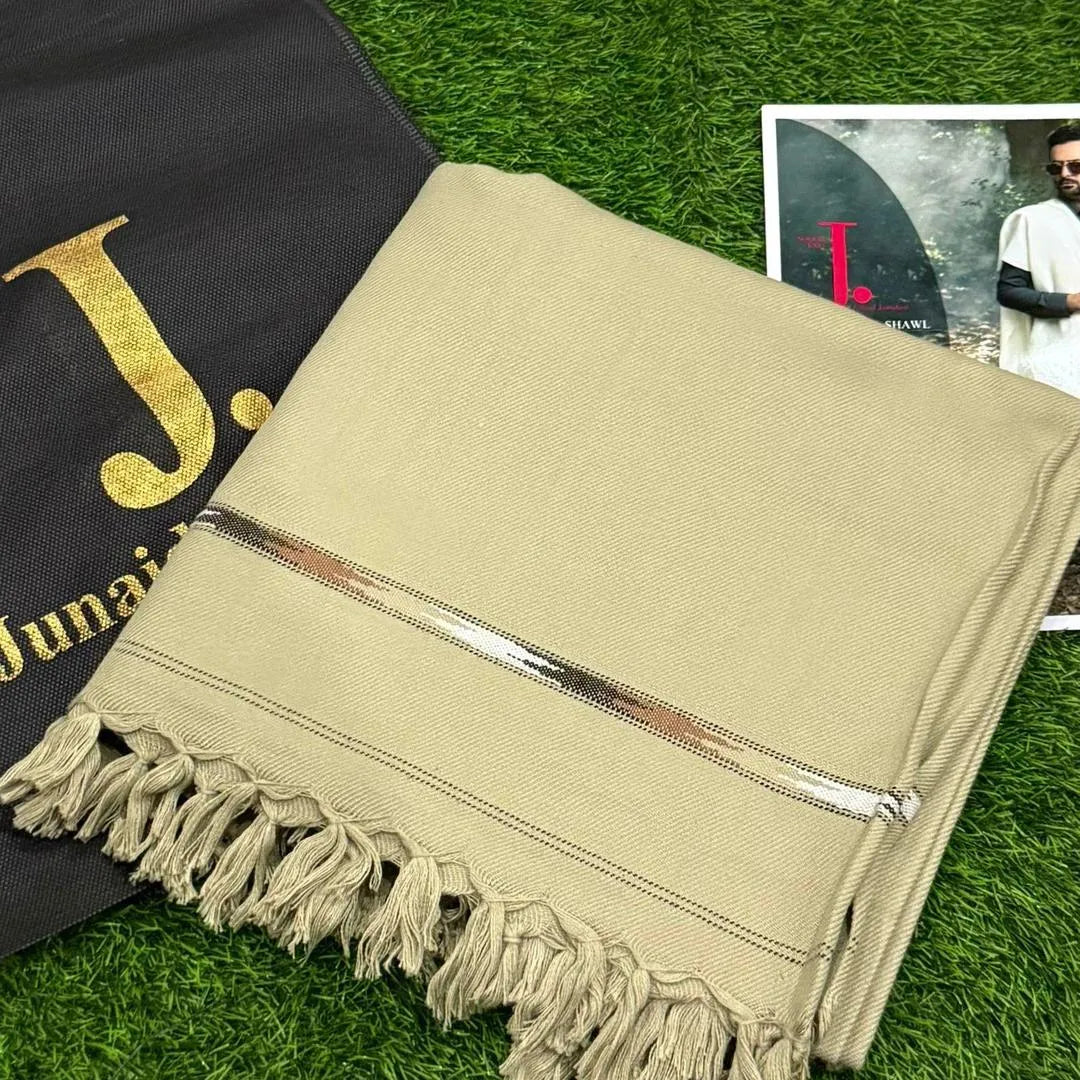 Men's Wool Shawl Green Fringed Warm Pakistan