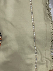 Men's Wool Shawl Green Fringed Warm Pakistan