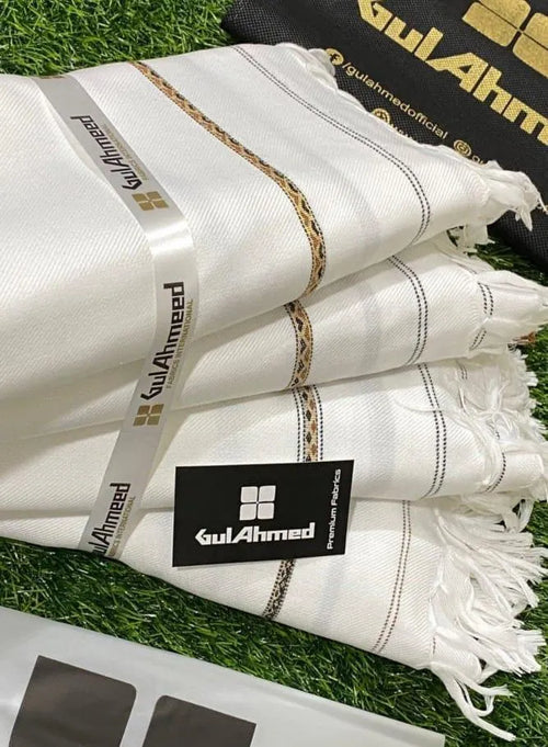 Premium Wool Shawl White Fringed Winter Warm Pakistan