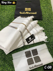 Premium Wool Shawl White Fringed Winter Warm Pakistan