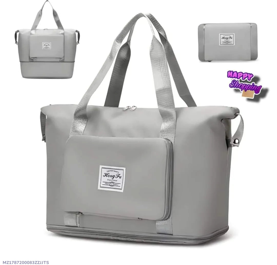 Grey 2-in-1 Travel Bag with Hand Belt & Pocket