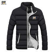 Men Black Puffer Jacket Collared Winter Warm Medium