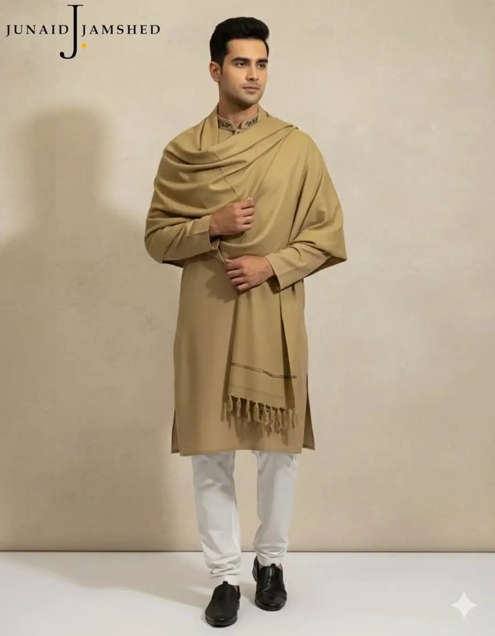 1 Pc Men's Wool Plain Shawl ( Dark Skin )