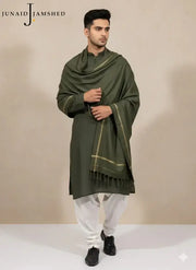 1 Pc Men's Wool Plain Shawl ( Olive Green )