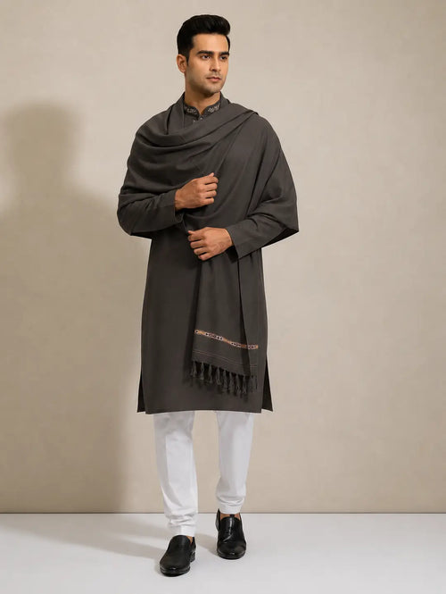 1 Pc Men's Wool Plain Shawl