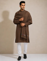 1 Pc Men's Wool Plain Shawl ( Brown )