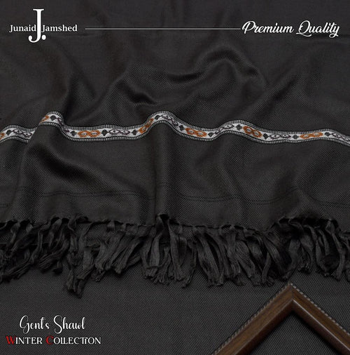 Black Embroidered Wool Shawl for Winter & Formal Wear