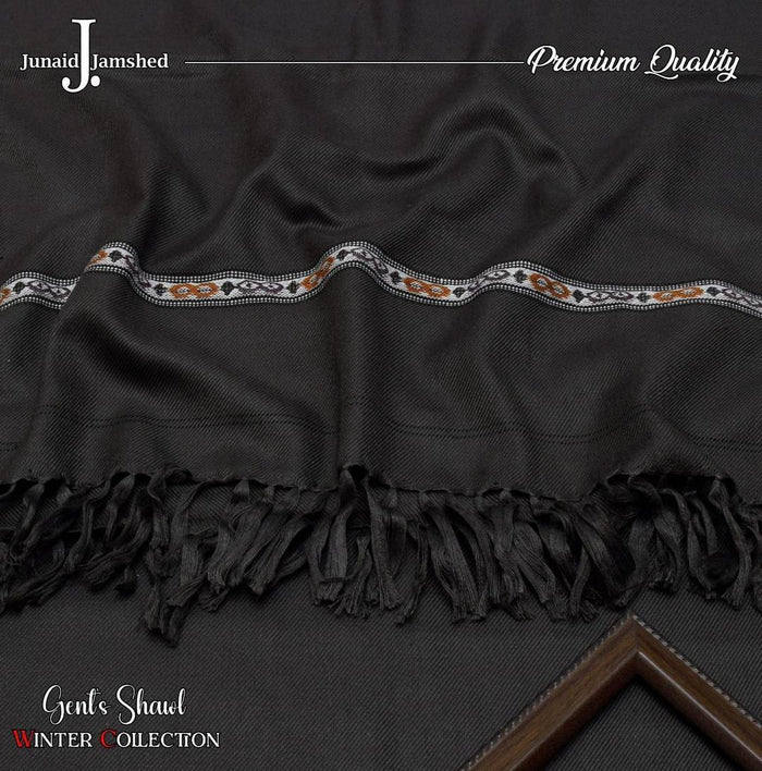 Black Embroidered Wool Shawl for Winter & Formal Wear